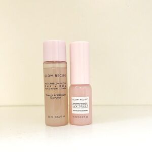 Glow Recipe watermelon travel size duo dew drops and pore-tight toner